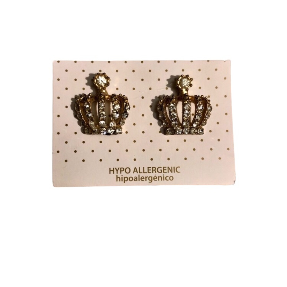 NWT Silver & Gold Tone Royalty Crown Earrings